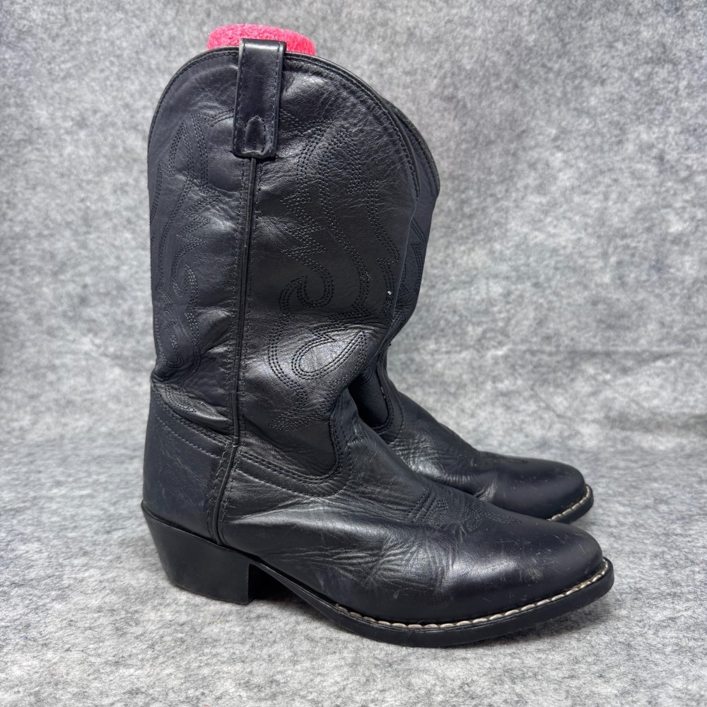 Smoky Mountain Black Leather Western Cowboy Boot Youth Size 5D Womens 7 3032 Y
